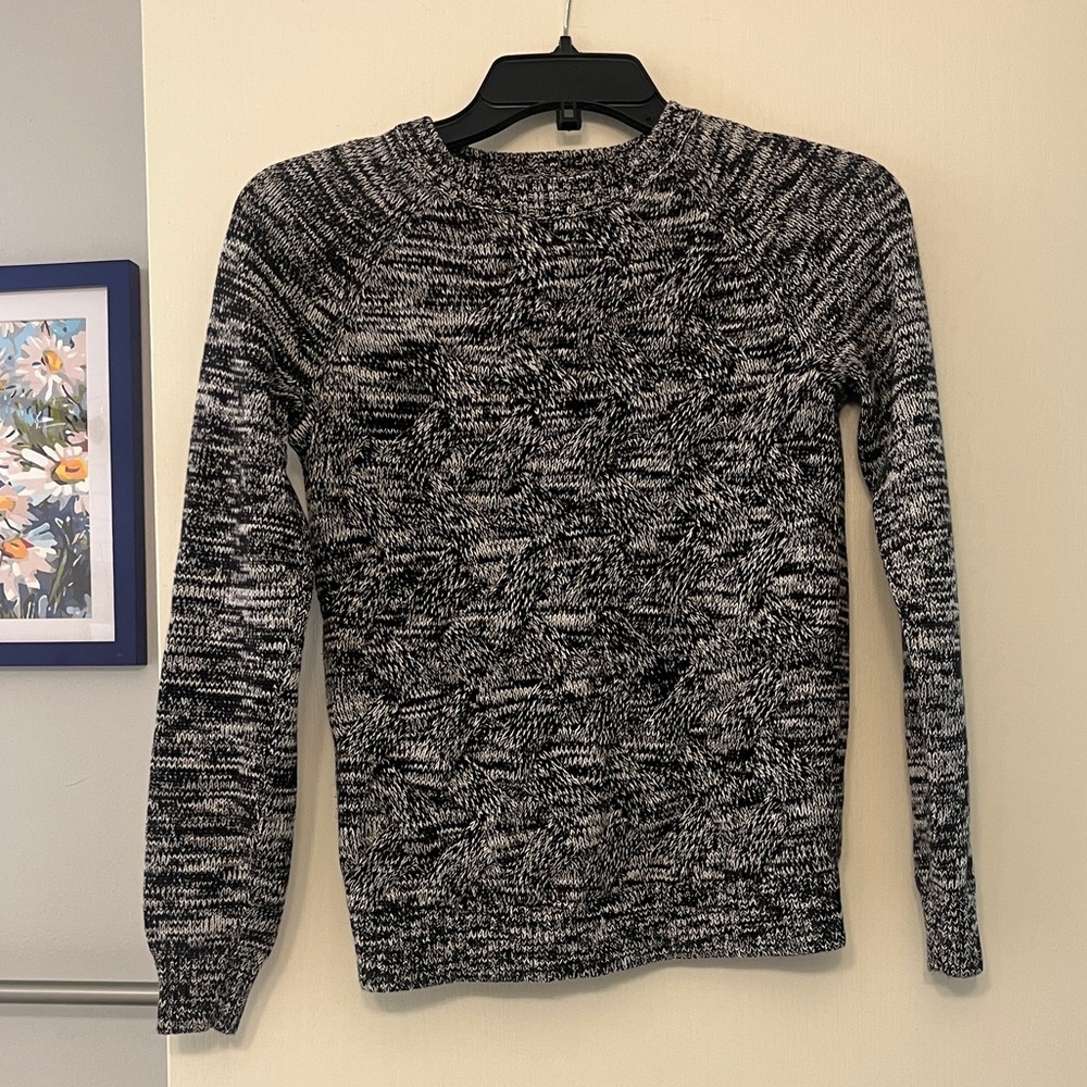 Lands’ End Drifter Marbled Gray Cable Knit 100% Baumwolle/ Cotton, XS